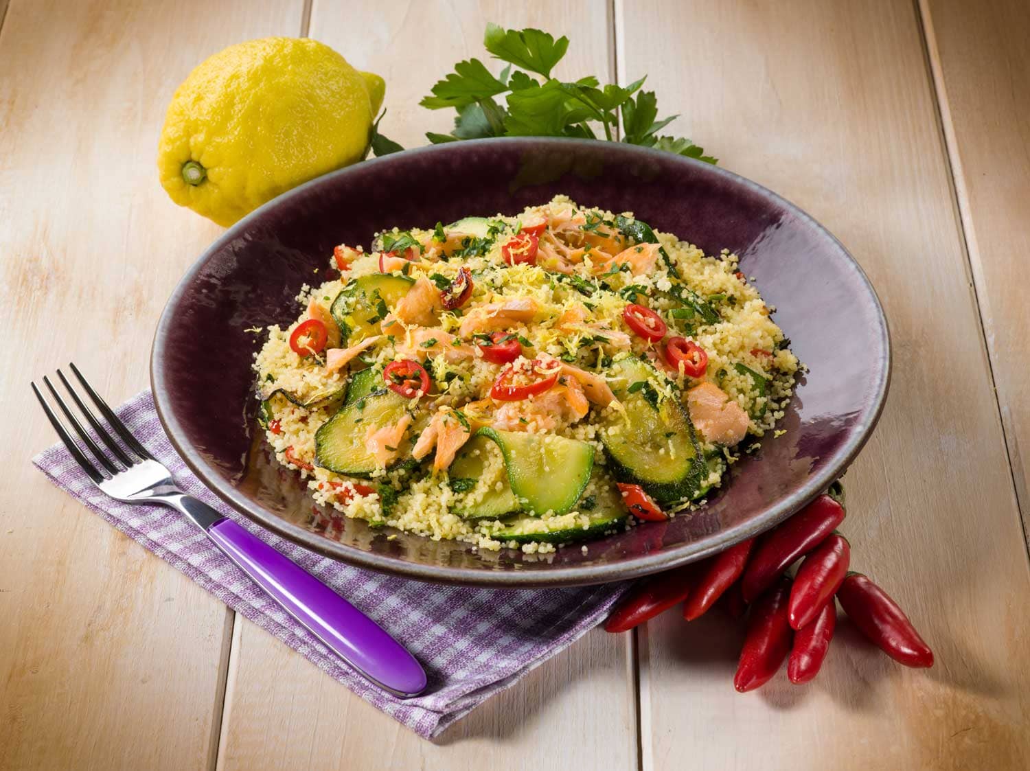 couscous-with-fresh-salmon-zucchinis-hot-chili-pepper